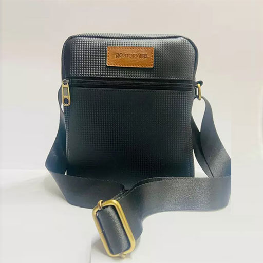 Black Casual Shoulder PU Leather Bag For men