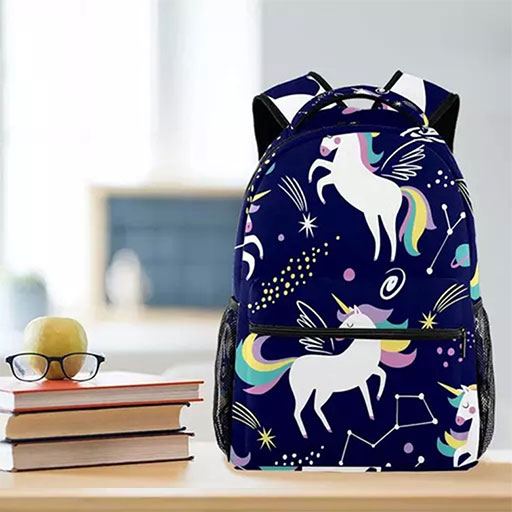 Blue Unicorn Casual Backpack || Waterproof School Bag