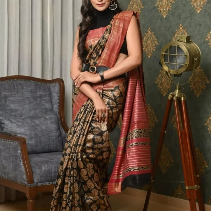 Tussar ghicha silk saree