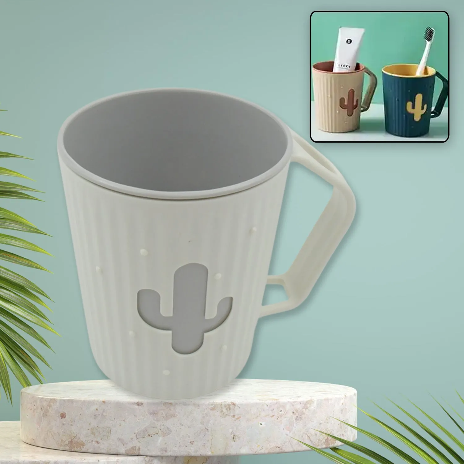 Cactus Look Toothbrush And Toothpaste Holder