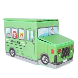 Foldable Bus Shape Toy Box Storage with Lid