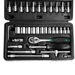 46pcsMetal 1 / 4″ Socket Set (Black, 46pcs)