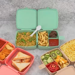 Double-Layer Square Lunch Box with Spoon