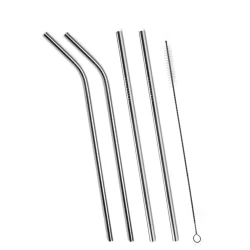 Set of 4 Stainless Steel Straws & Brush