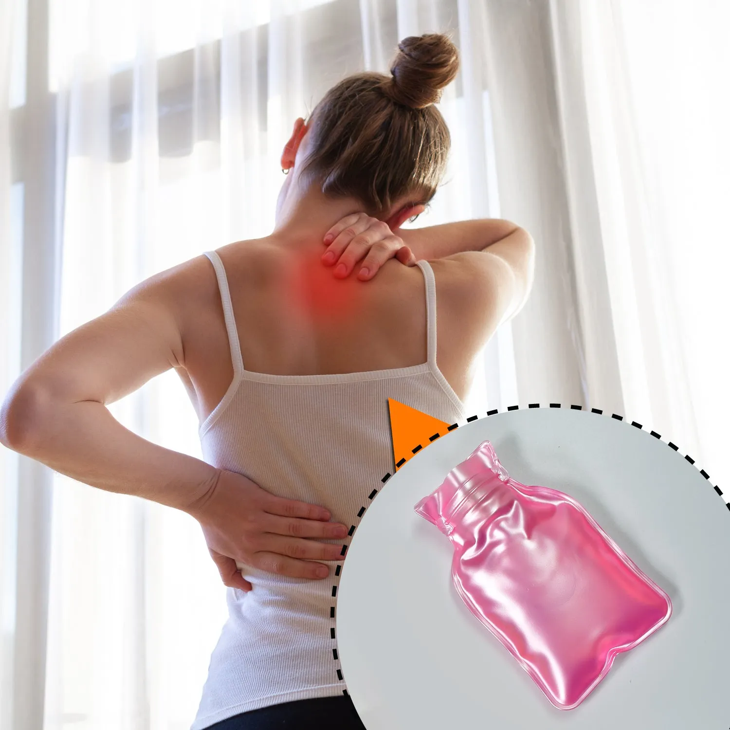 Simple Pink small Hot Water Bag with Cover for Pain Relief