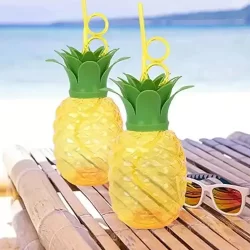 Plastic Pineapple Cups With Straw