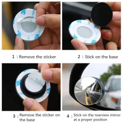 Blind Spot Round Wide Angle Adjustable Convex Rear View Mirror – Pack of 2