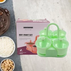 Plastic Storage Container Tray Set With Lid & 4 Serving Jar